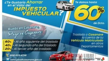 El 31 de octubre vence plazo para pago del impuesto vehicular en Casanare