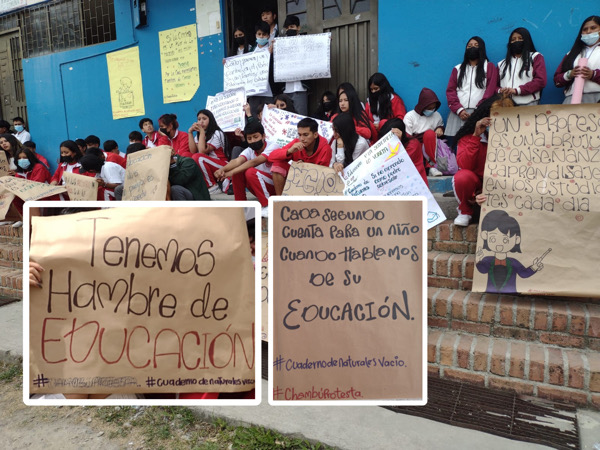 «Hambre de educación», protesta de estudiantes de Chambú por falta de “maestros de Ciencias Naturales», en Pasto