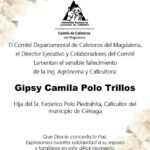 Comité de Cafeteros del Magdalena lamentan la muerte de la ingeniera Gipsy Polo