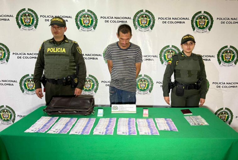 Fue capturado un hombre con $5.000.000 millones de pesos que habían sido hurtados y elementos personales