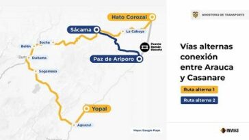 Invías dice que tránsito está garantizado hacia el norte de Casanare por 2 vías alternas