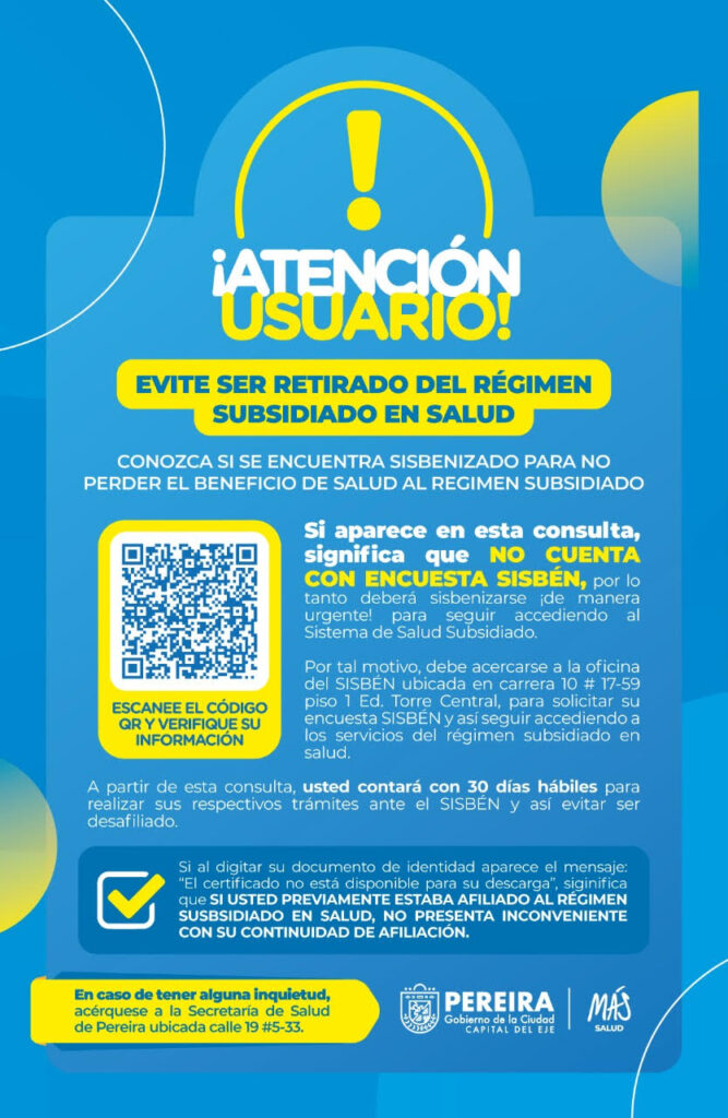 Siga estos pasos y evite ser retirado del régimen subsidiado en salud