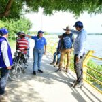 Visita protocolaria de funcionarios de la UNGRD en el Malecón del Guájaro.