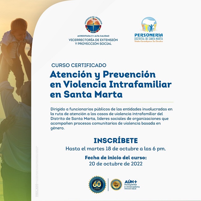 Unimagdalena abrió inscripciones del Curso de ‘Atención y Prevención en Violencia Intrafamiliar en Santa Marta’