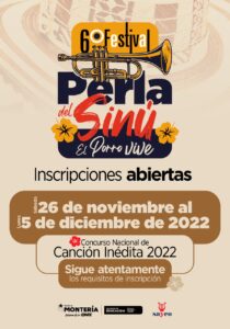 Abren inscripciones para el Concurso de Canción Inédita del Festival Perla del Sinú