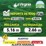 Alerta naranja en La Virginia, por crecimiento de niveles del río Cauca