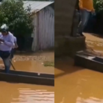 Cobra diarios trabajan en Atlántico sin importar inundaciones: van en canoa