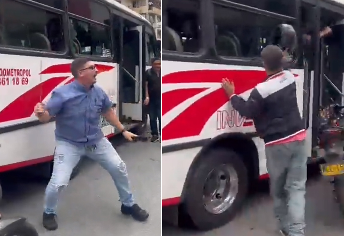 EN VIDEO: Casco vs machete: así fue la pelea entre conductor de moto y buseta