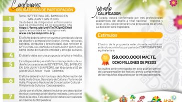 Abierta convocatoria pública para el diseño del afiche oficial de la versión 62 del Festival del Bambuco en San juan y San Pedro