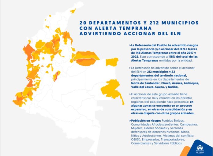 Defensoría del Pueblo presenta mapa nacional de riesgos por la presencia del ELN