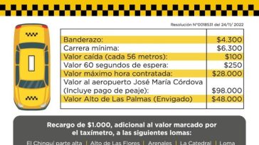 Nueva tarifa para taxis en Envigado