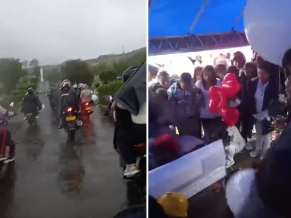 «Hasta el cielo te llora»: Con caravana, globos y lluvia, despidieron al pequeño Palillín en Pasto