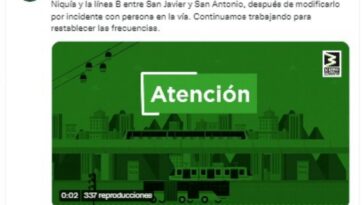 La linea A del Metro de Medellin restablece su recorrido habitual