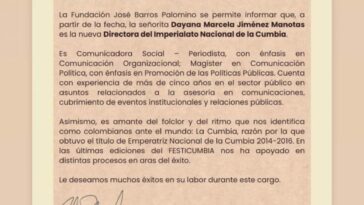 Dayana Jiménez asumió como nueva directora de imperialato de la cumbia