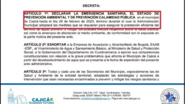 cajica cundinamarca decreto emergencia AA