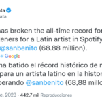Shakira rompe récord en Spotify superando a Bad Bunny