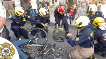 Un ciclista quedó lesionado en la glorieta de San Cayetano