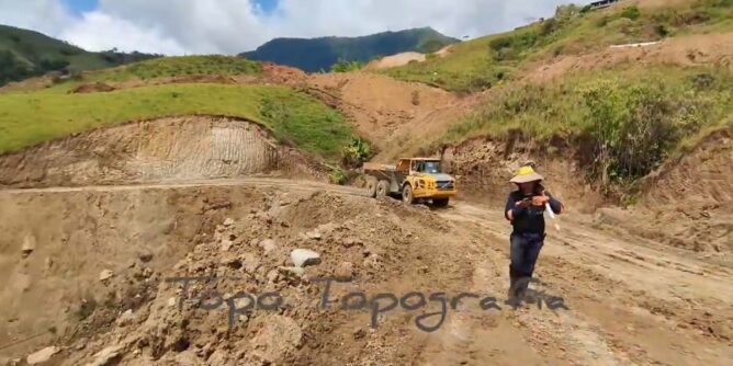 Avance de la construcción de la vía alterna en Rosas, Cauca