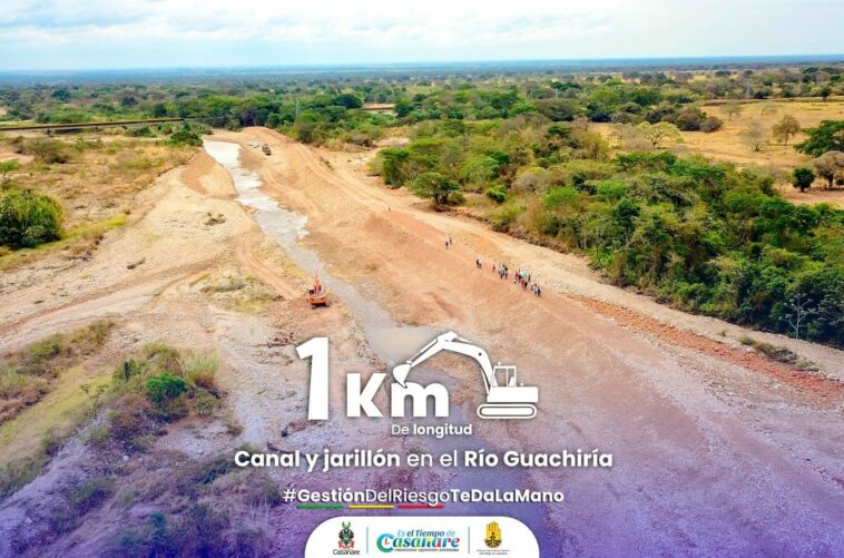 Canalizado 1 kilómetro del río Guachiría al norte de Casanare