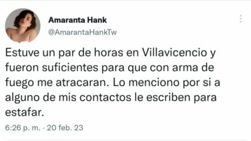 Ella es Amaranta Hank, la actriz porno asaltada en Villavicencio