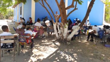 En el municipio de San Zenón docenas de niños reciben clases debajo de un árbol