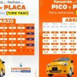 Este será el ‘pico y placa’ para taxis durante los próximos dos meses