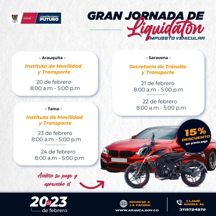 Gobierno departamental inicia gira de Liquidaton de impuesto vehicular y de motocicletas, hay descuento del 15%