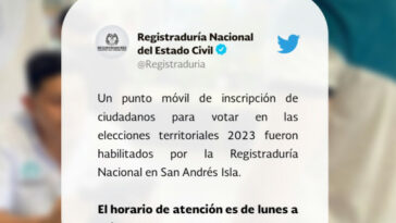 Registraduría habilitó punto móvil de inscripción de cédulas para las elecciones en San Andrés