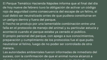 Tigre escapa del Parque Temático Hacienda Nápoles y es sacrificado