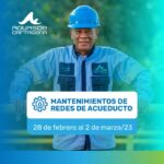 Atentos a los mantenimiento en redes de acueducto del 28 de febrero al 2 de marzo 