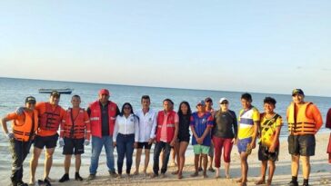 Dimar y Corpoguajira salvan vida de un ballenato que encalló en Uribia, La Guajira