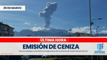 «La columna de hoy en el volcán Nevado del Ruiz ha sido la más alta de los días recientes» Servicio Geológico