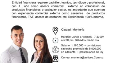 Oferta laboral para aplicar en Montería