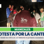 Protestan por las afectaciones que causa la cantera Manizales en la Quiebra de Vélez