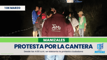 Protestan por las afectaciones que causa la cantera Manizales en la Quiebra de Vélez