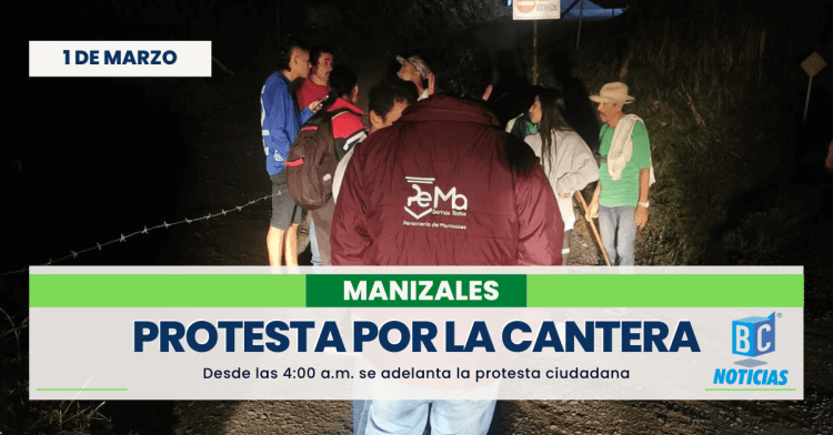 Protestan por las afectaciones que causa la cantera Manizales en la Quiebra de Vélez