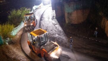 Trabajos nocturnos para pavimentación de  conexión vial La Romelia-El Pollo
