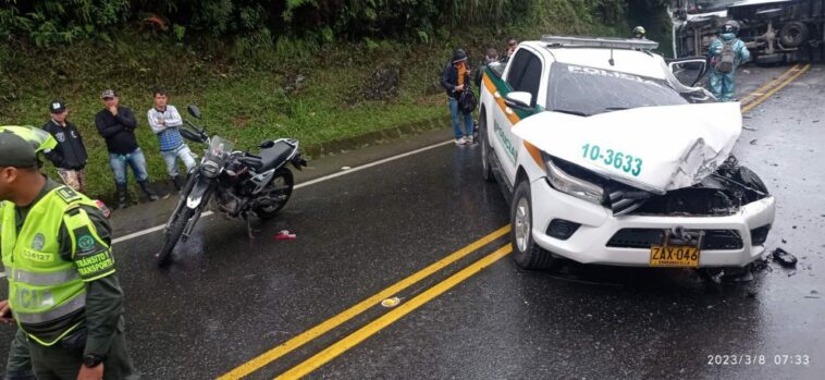 Accidente de una patrulla en la vía Medellín Bogotá