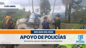 203 policías de Manizales apoyan el plan de emergencia actual por el volcán Nevado del Ruiz