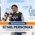 57 mil personas de 22 municipios están en la zona de influencia del volcán Nevado del Ruiz