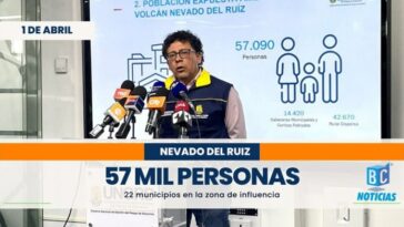 57 mil personas de 22 municipios están en la zona de influencia del volcán Nevado del Ruiz
