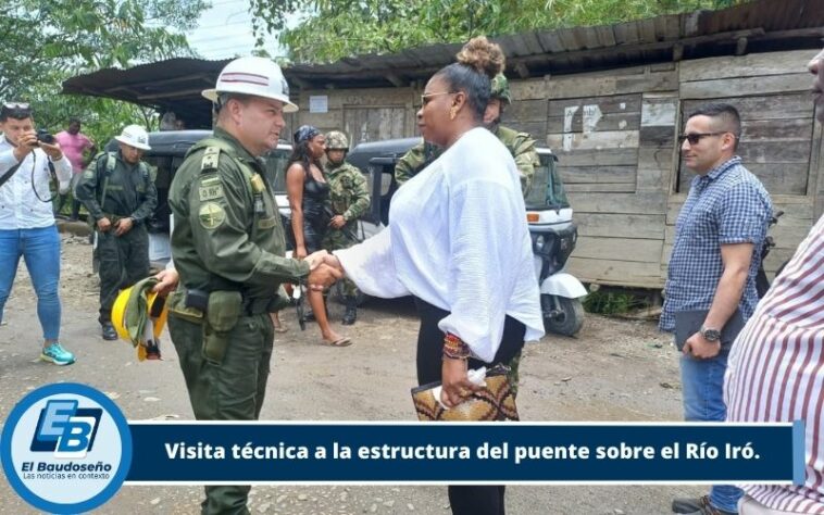 Autoridades militares en articulación con la gobernación del Chocó, realizan visita técnica a la estructura del puente sobre el Río Iró
