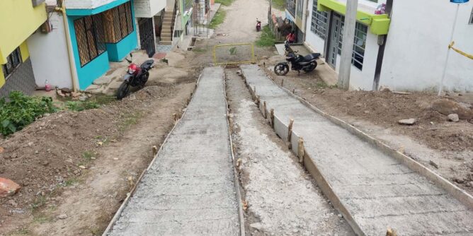 Construyeron placa huella en el barrio Campo Alegre, Sandoná