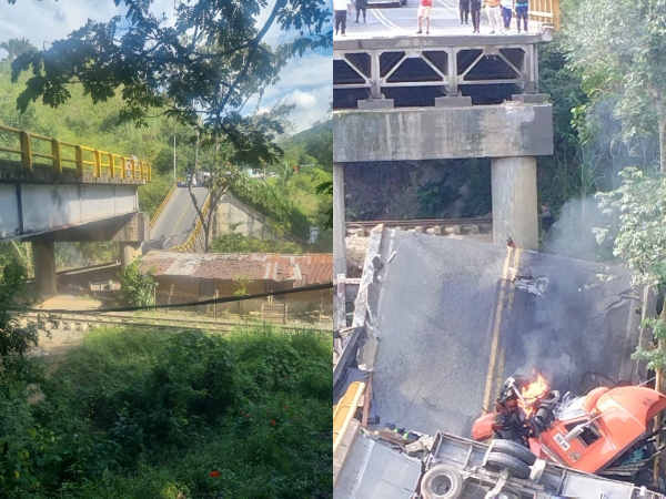 El alcalde y un patrullero fallecieron por el derrumbe del puente sobre el río La Vieja entre Valle y Quindío