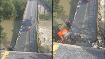 “El puente sobre el río La Vieja se derrumbó como un acordeón”, cayeron varios carros y el valle quedó incomunicado con el Quindío