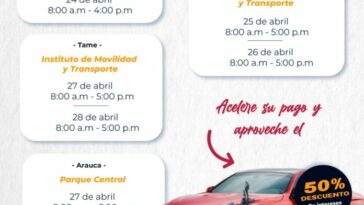 Gobierno departamental anuncia segundo descuento del 10% por pronto pago en impuesto vehicular y 50% en intereses moratorios