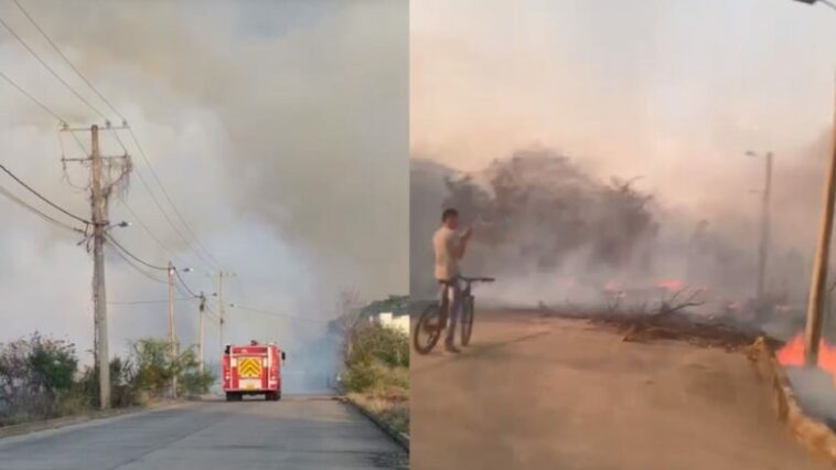 Incendio en lotes del barrio El Recreo