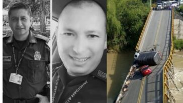 José Márquez y Nelson  Salgado, policías fallecidos en el colapso del puente