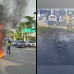 Motociclista le tapó la placa a la moto, lo paró el tránsito y prefirió quemarla