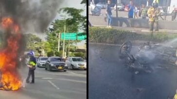 Motociclista le tapó la placa a la moto, lo paró el tránsito y prefirió quemarla